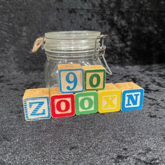 Vintage Wood Blocks in Glass Jar | Toys & Collectibles | Italian Glass - Picture 2 of 6